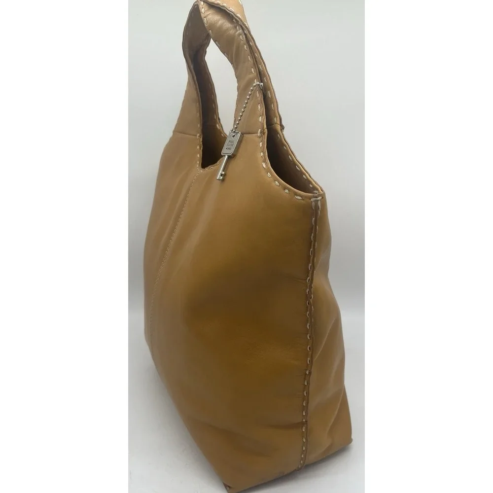 Fossil Classic‎ 75082 Tan Leather Hobo Tote Shoulder Bag With Key